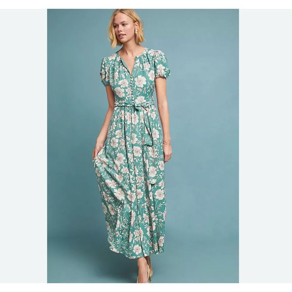Gal Meets Glam Floral Maxi Dress in Green and White